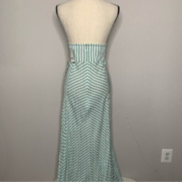 NWT New York & Company Sea Green & White Striped Halter Maxi Dress - Picture 11 of 17